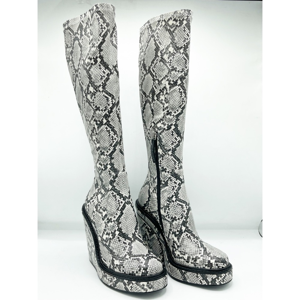 NEW Steve Madden Vegan Leather Snakeskin Platform Knee High Heeled Boots